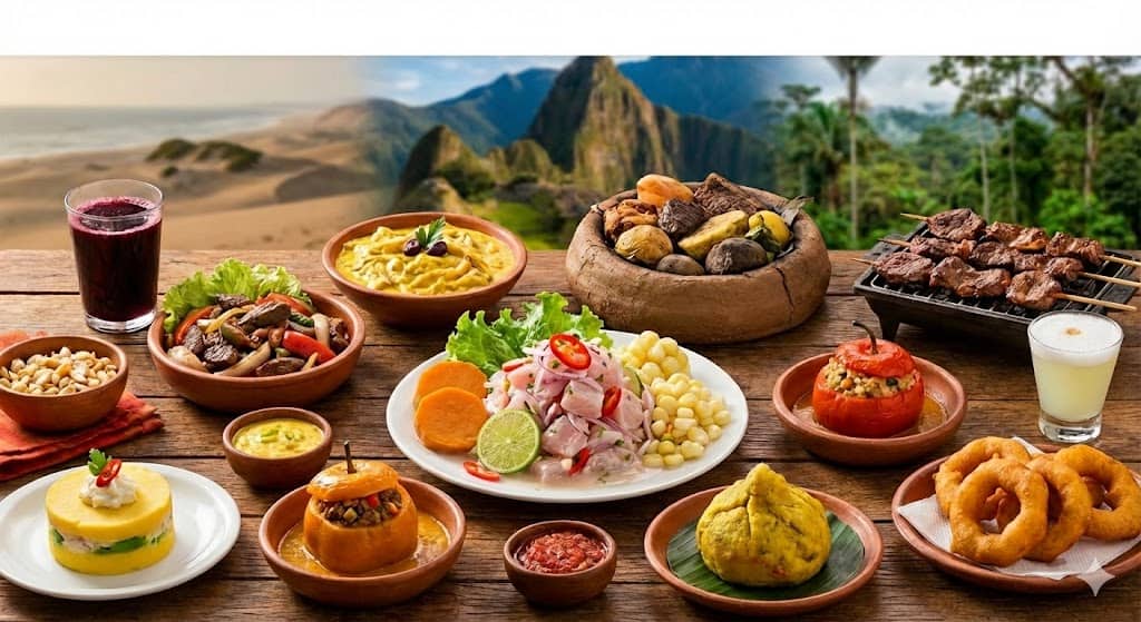 Collage de los 100 mejores platos peruanos y comidas peruanas