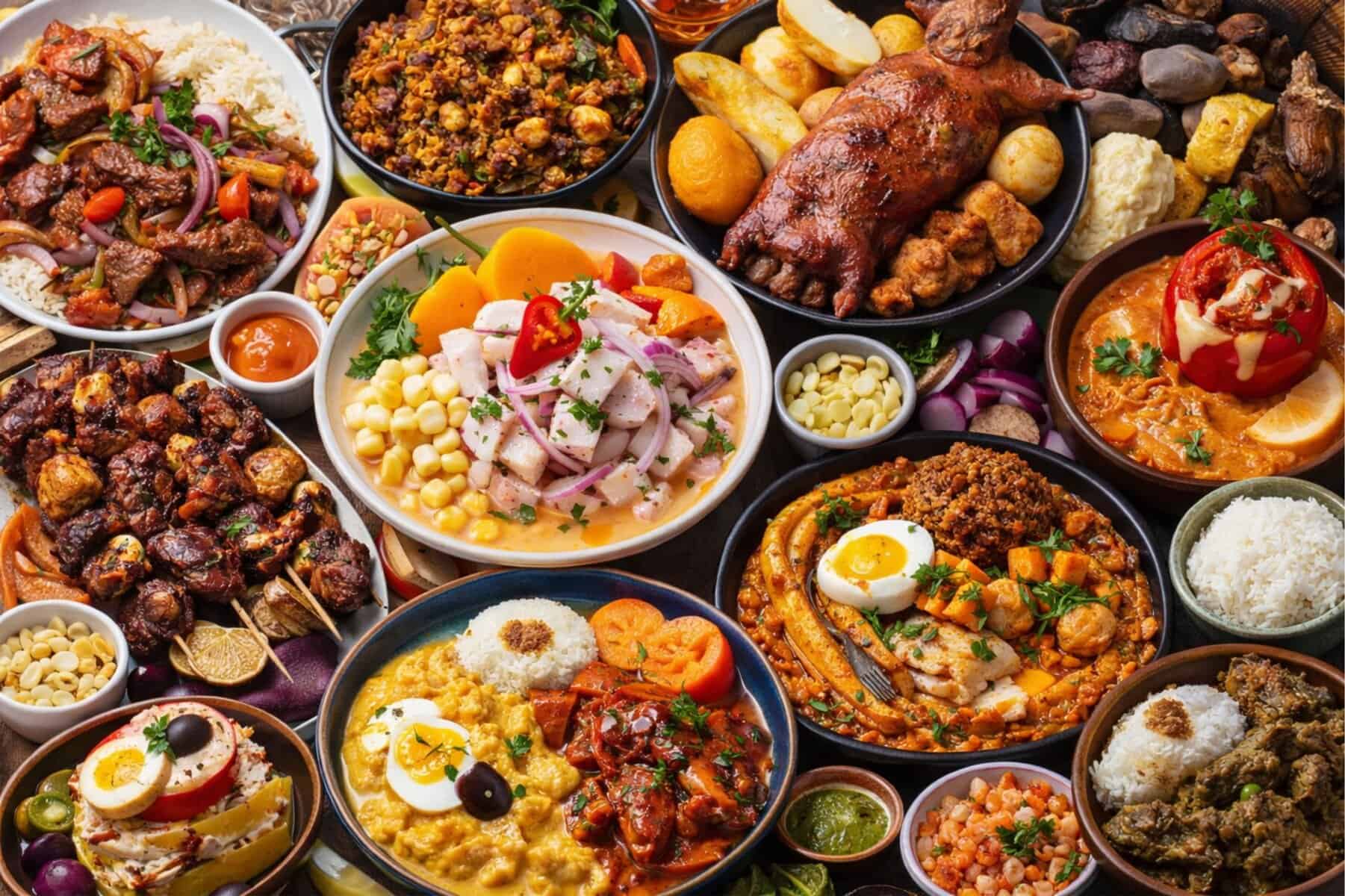 Collage de los 100 platos peruanos más representativos del Perú